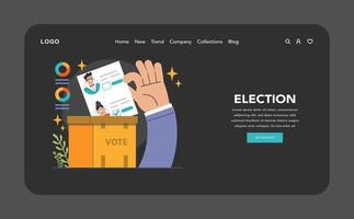 Election web or landing dark or night mode. Democratic procedure vector