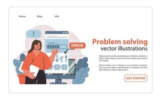 Problem-Solving Tactics set. Project manager identifies issues and implements solutions. vector
