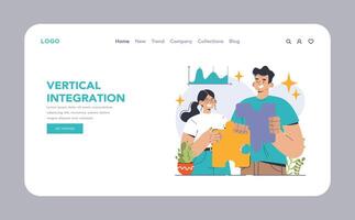 Vertical integration web or landing. Company's supply chain optimization vector