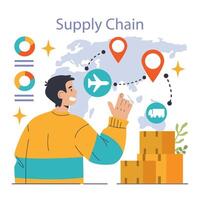 Vertical integration. Company's supply chain optimization and control. vector