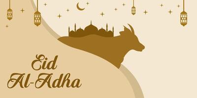 Eid al-Adha holiday background with colors and illustration objects that are typical of the celebration vector