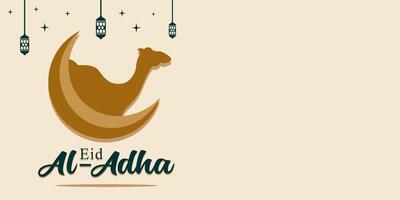 Eid al-Adha holiday background with colors and illustration objects that are typical of the celebration vector