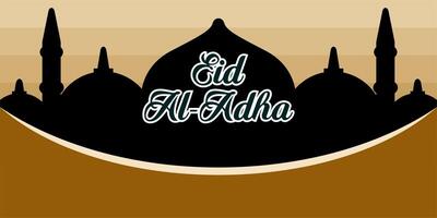Eid al-Adha holiday background with colors and illustration objects that are typical of the celebration vector