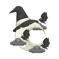 illustration of moon bat vector
