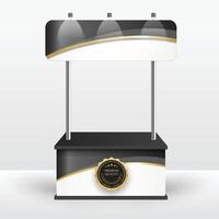 Luxury product display counter black gold Isolated from the white background. Display tables for sale. design illustration. vector