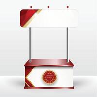 Luxury product display counter red gold Isolated from the white background. Display tables for sale. design illustration. vector