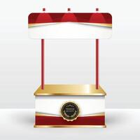 Luxury product display counter red gold Isolated from the white background. Display tables for sale. design illustration. vector