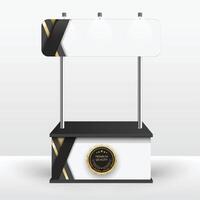 Luxury product display counter black gold Isolated from the white background. Display tables for sale. design illustration. vector