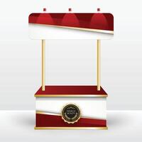 Luxury product display counter red gold Isolated from the white background. Display tables for sale. design illustration. vector
