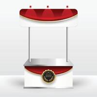 Luxury product display counter red gold Isolated from the white background. Display tables for sale. design illustration. vector