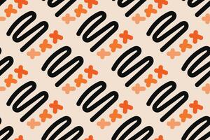 Fun colorful line doodle seamless pattern. Creative minimalist style art background for children or trendy design with basic shapes. Simple childish scribble backdrop. vector