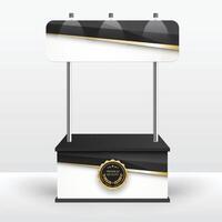 Luxury product display counter black gold Isolated from the white background. Display tables for sale. design illustration. vector