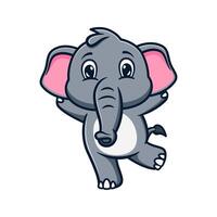 cute and kawaii elephant running and jumping cartoon illustration design vector