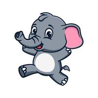 cute and kawaii elephant running and jumping cartoon illustration design vector