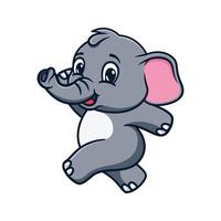 cute and kawaii elephant running and jumping cartoon illustration design vector