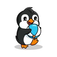 cartoon illustration design of a penguin playing soccer vector
