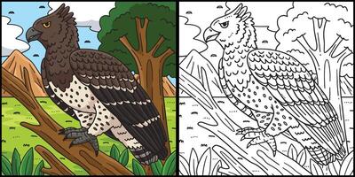 marcial águila pájaro colorante página ilustración vector