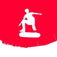 High details of skate board silhouette. Sport silhouettes. Fit for element design, background, banner, backdrop, cover, logotype. Isolated on red background. Eps 10 vector