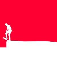 High details of skate board silhouette. Sport silhouettes. Fit for element design, background, banner, backdrop, cover, logotype. Isolated on red background. Eps 10 vector