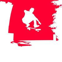 High details of skate board silhouette. Sport silhouettes. Fit for element design, background, banner, backdrop, cover, logotype. Isolated on red background. Eps 10 vector