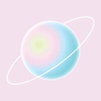 Funny ultra soft Planet with ring around isolated on pink background Pastel colors vector