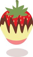Cream Covered Strawberries in Flat Designs and Shapes. Cartoon Illustration Design. vector