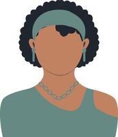 African Woman Avatar with Flat Style Isolated on White Background. vector