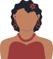 African Woman Avatar with Flat Style Isolated on White Background. vector