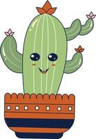 Kawaii Expression Potted Cactus. in Cute Cartoon Design and Shapes. Isolated Illustration. vector