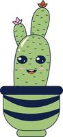 Kawaii Expression Potted Cactus. in Cute Cartoon Design and Shapes. Isolated Illustration. vector
