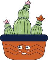 Kawaii Expression Potted Cactus. in Cute Cartoon Design and Shapes. Isolated Illustration. vector