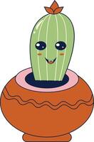 Kawaii Expression Potted Cactus. in Cute Cartoon Design and Shapes. Isolated Illustration. vector