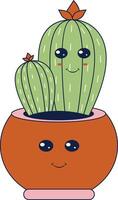 Kawaii Expression Potted Cactus. in Cute Cartoon Design and Shapes. Isolated Illustration. vector