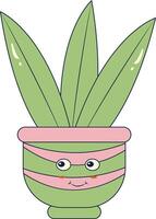 kawaii expresión en conserva cactus. en linda dibujos animados diseño y formas aislado ilustración. vector