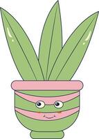 Kawaii Expression Potted Cactus. in Cute Cartoon Design and Shapes. Isolated Illustration. vector