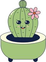 Kawaii Expression Potted Cactus. in Cute Cartoon Design and Shapes. Isolated Illustration. vector