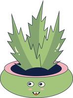 Kawaii Expression Potted Cactus. in Cute Cartoon Design and Shapes. Isolated Illustration. vector
