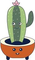 Kawaii Expression Potted Cactus. in Cute Cartoon Design and Shapes. Isolated Illustration. vector