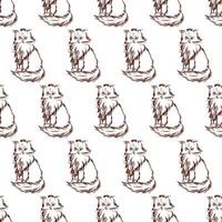 Cat in doodle style. Simple seamless pattern. illustration. vector