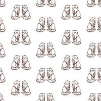 Cat in doodle style. Simple seamless pattern. illustration. vector