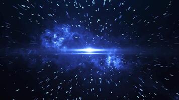 Abstract scene of futuristic cyber world. Data flow in digital space. Sci-fi particle flow, blockchain, data science. Artificial intelligence, space scene. seamless loop 4k video