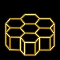 Honeycomb in line in neon effect vector