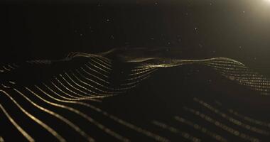 Movement abstract gold digital waves and particles. technology background. 4k . Seamless loop video