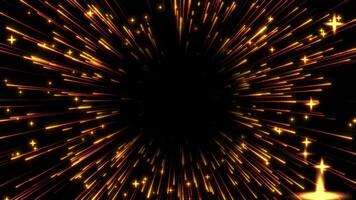 Flying sparkling and shiny particles of gold and sparkling stars, Particle explosion. Austract background of beautiful glitter particles. Seamless looping 4k . video