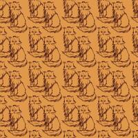 Cat in doodle style. Simple seamless pattern. illustration. vector