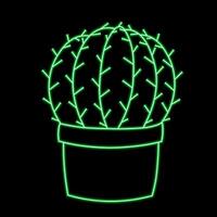 Cactus in line in neon effect vector