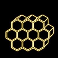 Honeycomb in line in neon effect vector