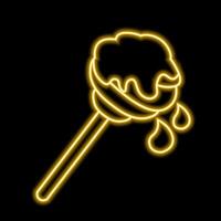 Honey dipper in line in neon effect vector