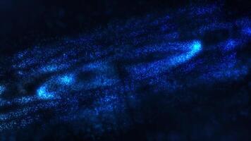 Abstract background with wavy shape particles, digital blue waves of glowing dots. Seamless looping 4k video