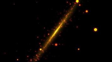 Abstract background of magic particles in orange color, particles glow and move with wave energy, fairy dust, seamless loop, 4K. video